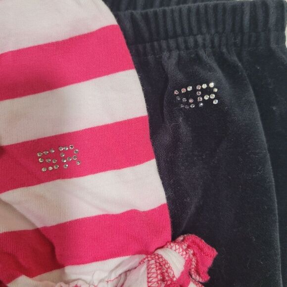 Rykiel Bébé Size 6 Months Pink & White Striped Black Velour Baby Bottoms - Picture 5 of 6